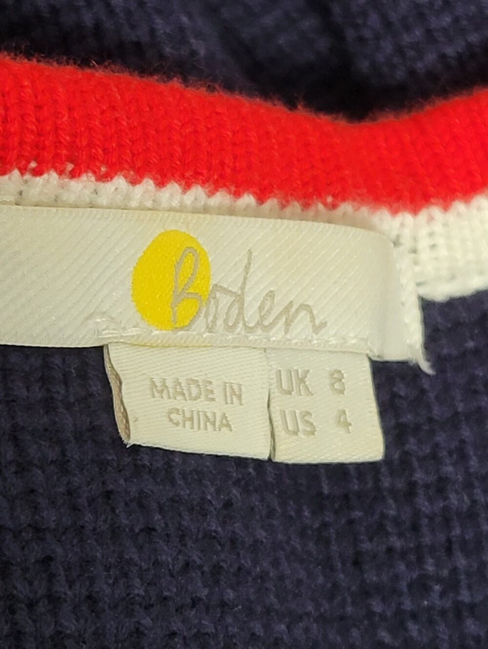 Boden Holly Knitted Navy Cropped Cardigan with Red & White Trim Size 8. - Picture 2 of 9